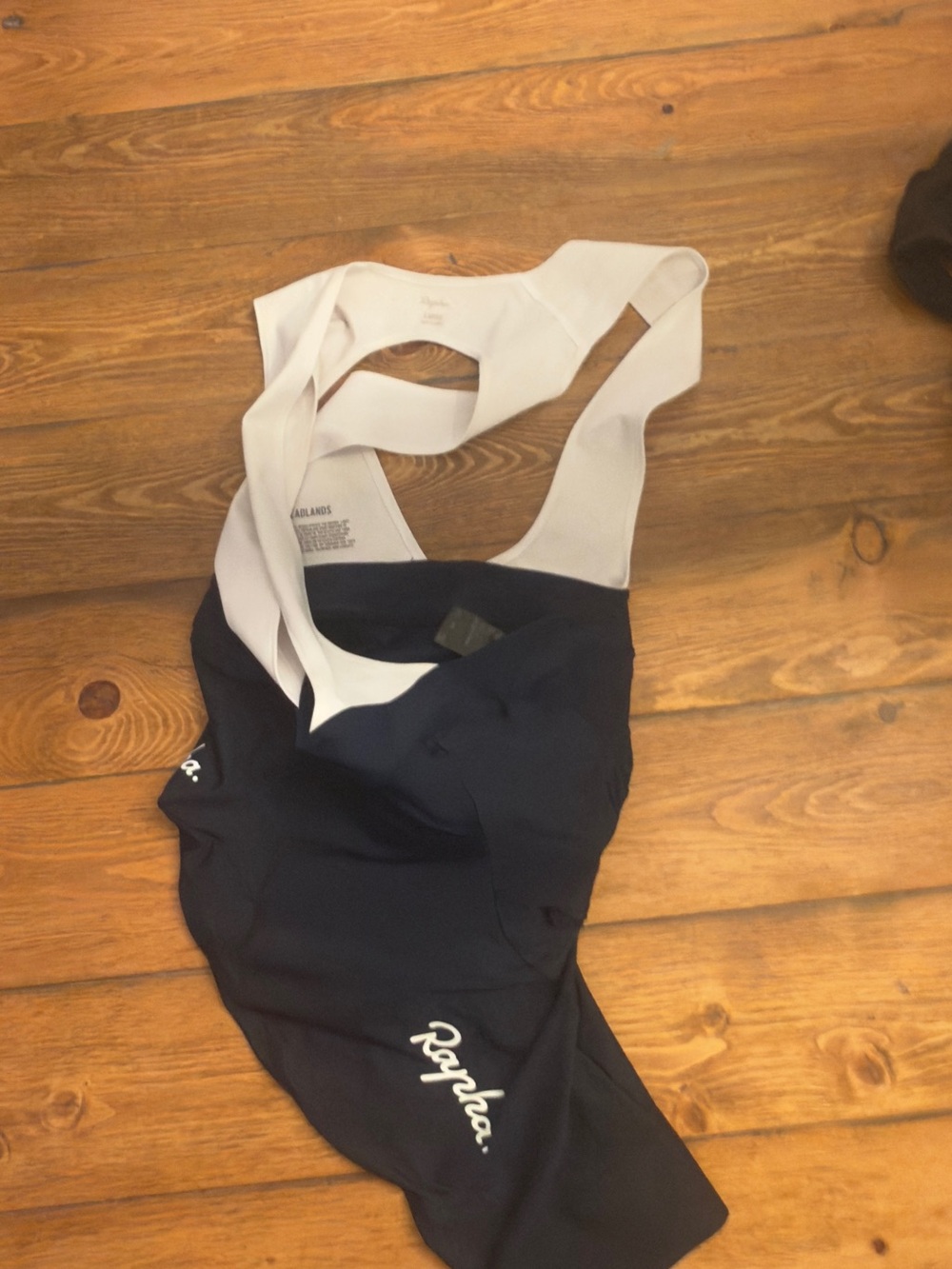Rapha Navy Blue Cycling Bib Shorts with White Straps - Picture 2 of 8
